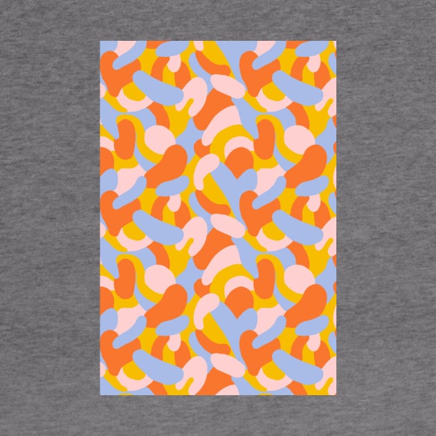 Colorful abstract swirls pattern in orange, yellow, pink and blue by Natalisa